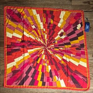 Vibrant Red and Yellow Cashmere Scarf